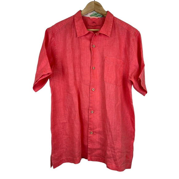 Tommy Bahama Men's Large L 100% Linen Coral Island Zone Shirt Camp Loop Beach‎ - Picture 1 of 5